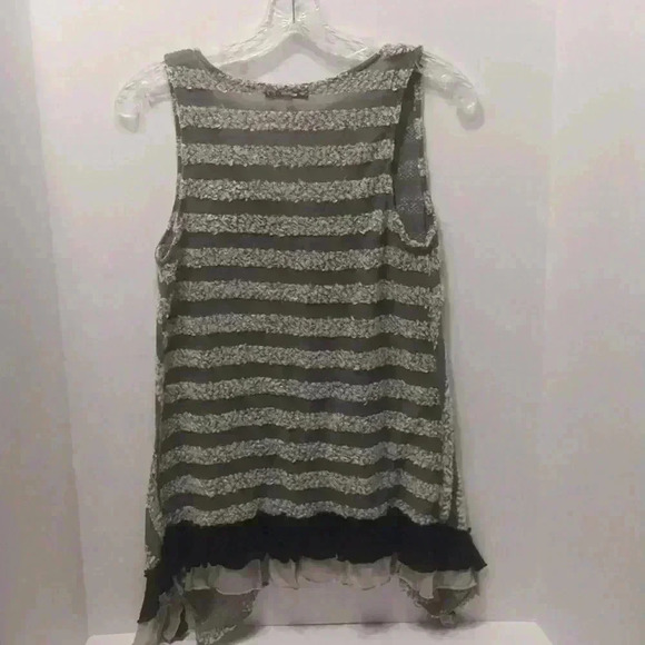 Mystree Textured Tunic Top Size L  Gray/ Black Tones - Picture 2 of 6